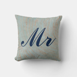 Elegant Blue and Copper Marmor Design Mr. und Mrs. Kissen
