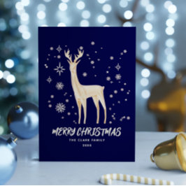 Elegant Blue and Gold Rentier Frohe Weihnachten