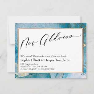 Elegant Blue and Gold Tinte Ankündigung neuer Adre