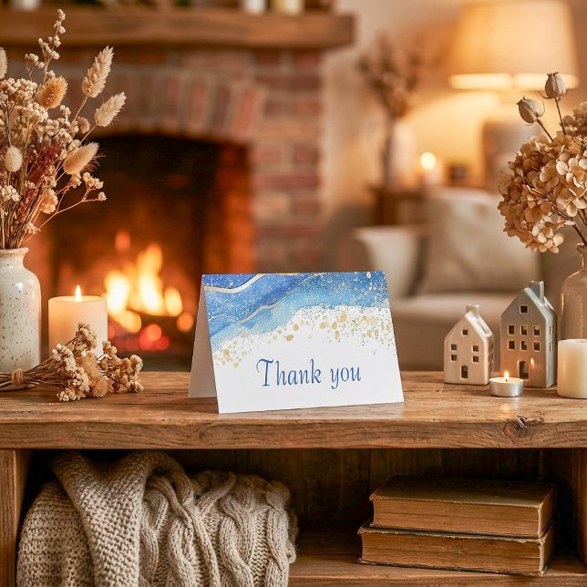 Elegant Blue and Gold Watercolor Vielen Dank (Elegant Blue and Gold Watercolor Thank You)