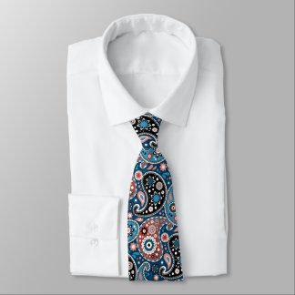 Elegant Blue and Red Persian Paisley Print Krawatte
