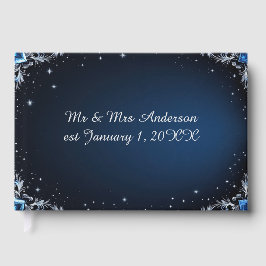 Elegant Blue and Silver Wedding Guest Book Gästebuch