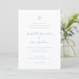 Elegant Blue and White Coastal Chic Wedding Einladung