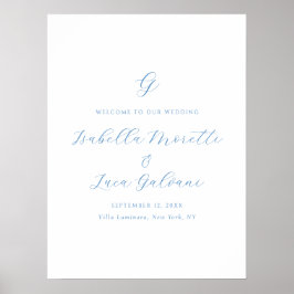 Elegant Blue and White Coastal Chic Wedding Poster