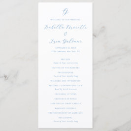 Elegant Blue and White Coastal Chic Wedding Programm