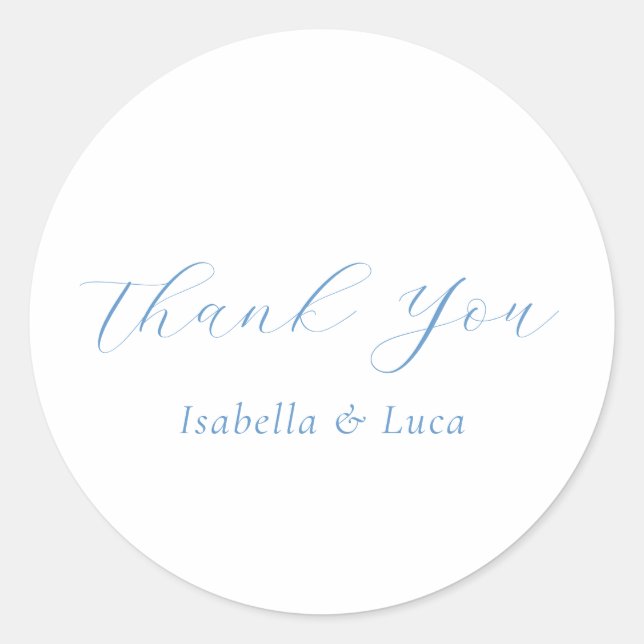 Elegant Blue and White Coastal Chic Wedding Runder Aufkleber (Vorderseite)