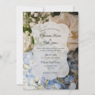Elegant Blue and white Floral Wedding Invitation Einladung