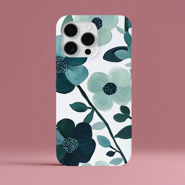 Elegant Blue Aqua Floral Botanical Phone Case (Von Creator hochgeladen)