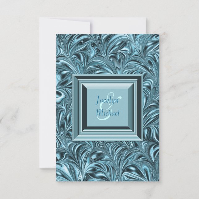 Elegant Blue Aquamarin Blue Wedding RSVP (Vorderseite)