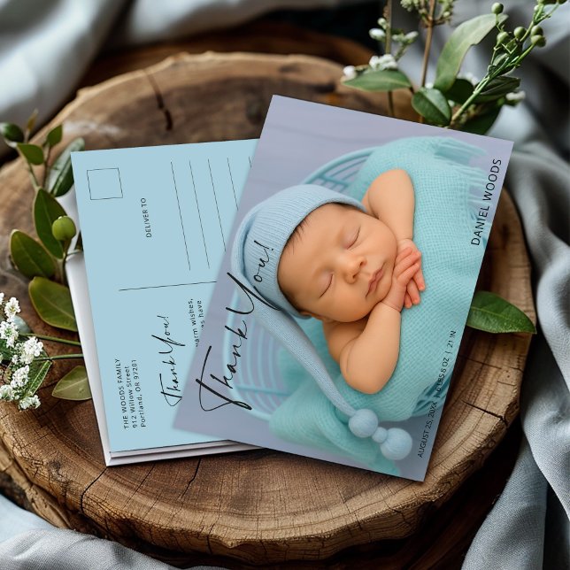 Elegant Blue Baby Foto Vielen Dank Postcard Postkarte (Von Creator hochgeladen)