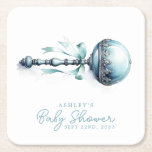 Elegant Blue Baby Rattle Boy Baby Shower<br><div class="desc">Mit diesen eleganten Untersetzer aus blauem Baby-Rattle-Quadrat verleihen Sie Ihrer Babydusche eine Touch Charme. Diese Untersetzer mit Vintag inspiriert blauen Kantendesign sind ideal zum Schutz Ihrer Oberflächen und ergänzen Ihr Babyduschdekor. Passen Sie sie mit einem Namen oder einem Datum an, um sie zu einem unvergesslichen Sake für Ihre Gäste zu...</div>