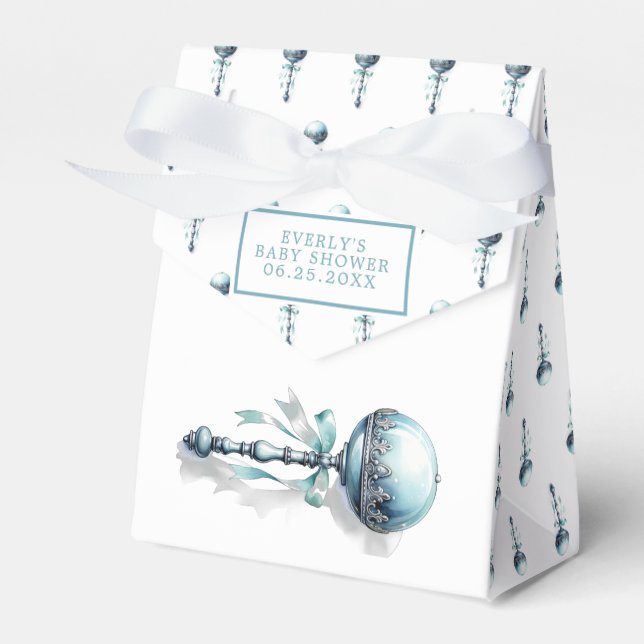 Elegant Blue Baby Rattle Boy Baby Shower Geschenkschachtel (Vorderseite)