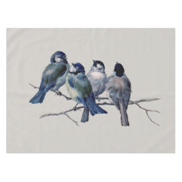 Elegant Blue Birds auf einer Zweigstelle Tischdecke