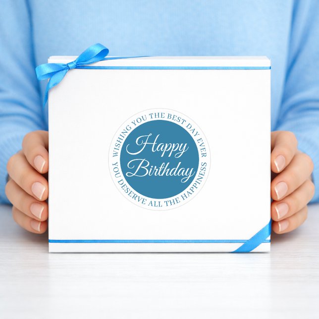 Elegant Blue Birthday Sticker (Von Creator hochgeladen)