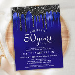 Elegant Blue Black Glitzer Tropfen 50 Geburtstagsp Einladungspostkarte<br><div class="desc">Laden Sie Freunde und Familie zu Ihrer Geburtstagsfeier mit diesen eleganten Tropfen in Blau und Schwarz ein. 50. Geburtstagsfeier und Party. Diese elegante Weihnachtseinladung enthält "Cheers to 50 Years", personalisieren Jahre für 30, 40, 60, 70, 80, 90 oder jedes Alter. Dieses blaue und schwarze Glitzer-Design eignet sich perfekt für polizeiliche...</div>