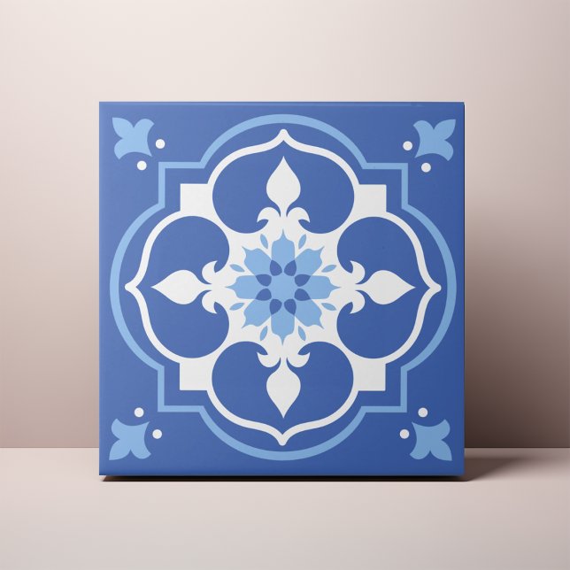 Elegant Blue Blume Accent Azulejo Fliese (Von Creator hochgeladen)
