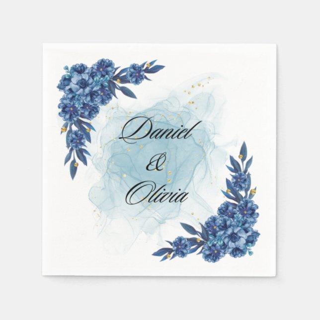 "Elegant Blue Blume Napkins für Ihren Sondertag" Serviette (Vorderseite)