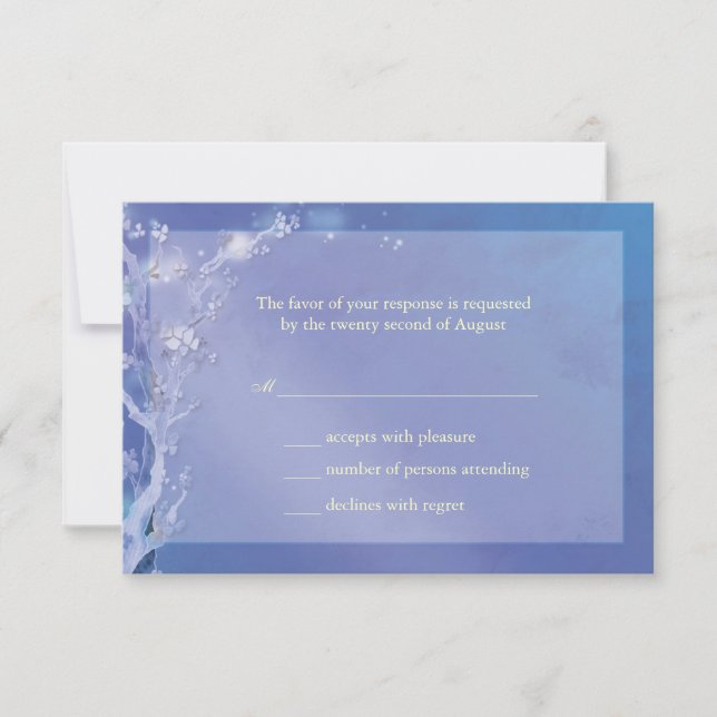 Elegant Blue Boho Wedding RSVP Card (Vorderseite)