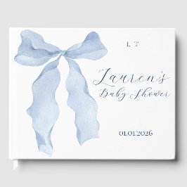 Elegant Blue Bow Baby Shower Gästebuch