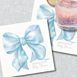 Elegant Blue Bow Baby Shower Serviette