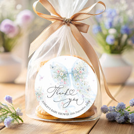 Elegant Blue Bow Baby Shower Thank You Runder Aufkleber