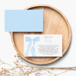Elegant Blue Bow Books For Baby Baby Shower Begleitkarte