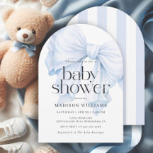 Elegant Blue Bow Boy Baby Shower