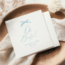 Elegant Blue Bow Boys Baby Shower