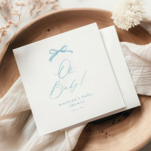 Elegant Blue Bow Boys Baby Shower Serviette