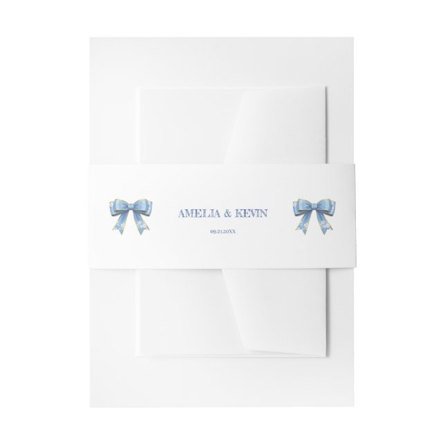 Elegant Blue Bow Engagement Party Invitation Einladungsbanderole