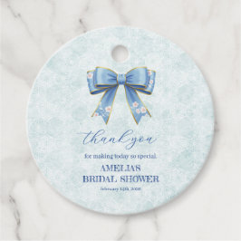 Elegant Blue Bow Engagement Party Invitation Geschenkanhänger