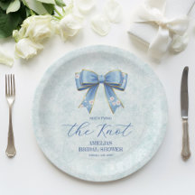 Elegant Blue Bow Engagement Party Invitation