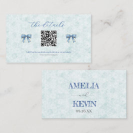 Elegant Blue Bow Engagement Party Invitation Platzkarte