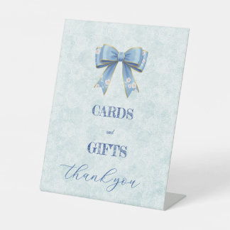 Elegant Blue Bow Engagement Party Invitation Sockelschild