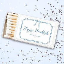 Elegant Blue Bow Personalisiert Happy Hanukkah