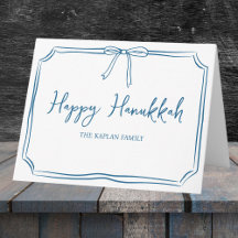Elegant Blue Bow Personalisiert Happy Hanukkah