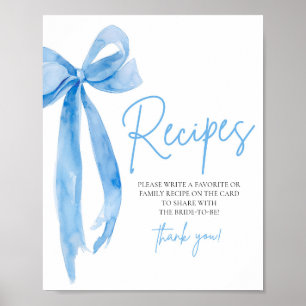 Elegant Blue Bow Sie bindet das Rezept der Knotenr Poster