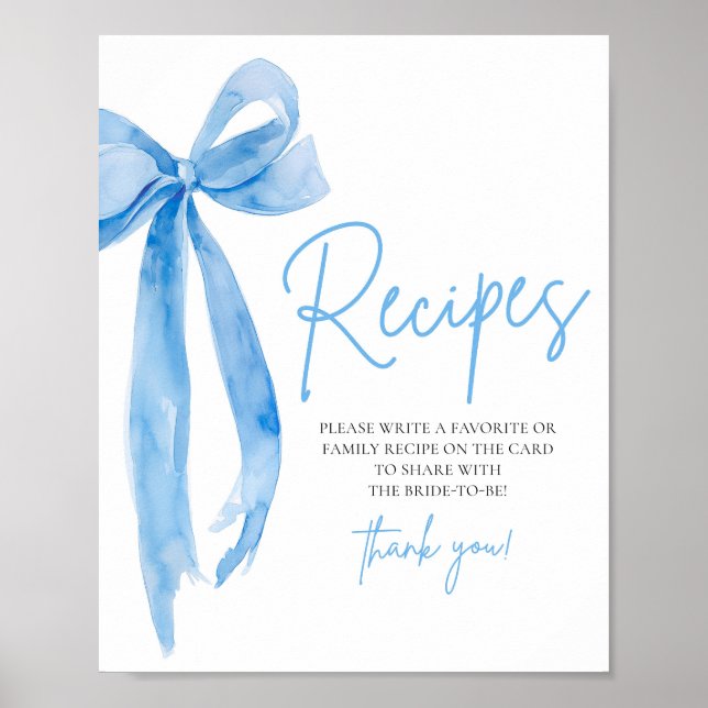 Elegant Blue Bow Sie bindet das Rezept der Knotenr Poster (Vorne)