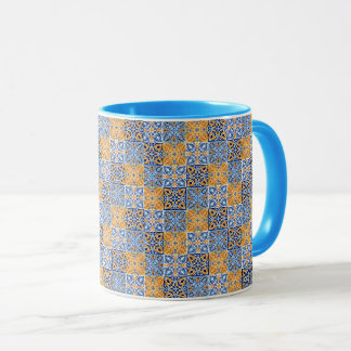 Elegant blue& brow yellow Italian pattern Tasse