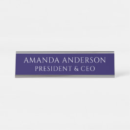 Elegant Blue Business Title Name Plate Schreibtischnamensplakette