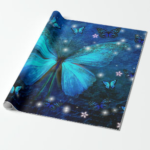 Elegant Blue Butterfly Geschenkpapier