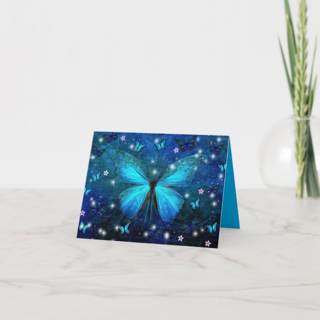 Elegant Blue Butterfly Karte (Vorderseite)