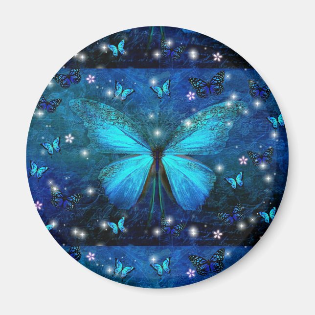 Elegant Blue Butterfly Magnet (Vorne)