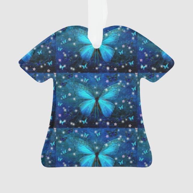Elegant Blue Butterfly Ornament (Vorderseite)