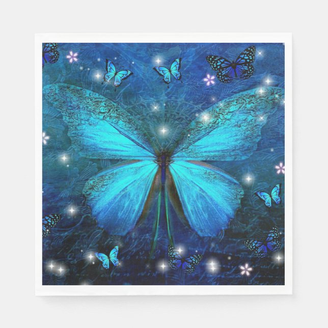 Elegant Blue Butterfly Serviette (Vorderseite)