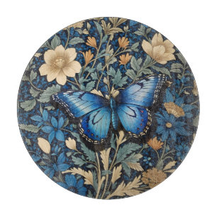 Elegant Blue Butterfly William Morris Inspiriert Schneidebrett