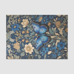 Elegant Blue Butterfly William Morris Inspiriert Seidenpapier