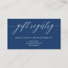 Elegant Blue Calligraphy Geschenkregistrierung Begleitkarte