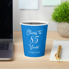 Elegant Blue Cheers to 85 Years 85 th Birthday Pappbecher