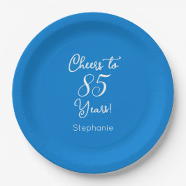 Elegant Blue Cheers to 85 Years 85 th Birthday Pappteller
